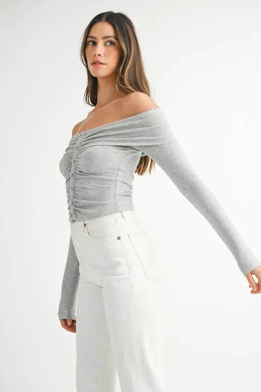 MABLE Off-Shoulder Long Sleeve T-Shirt - Shop Style & More | Fresh Looks, Everyday Deals & Free Shipping