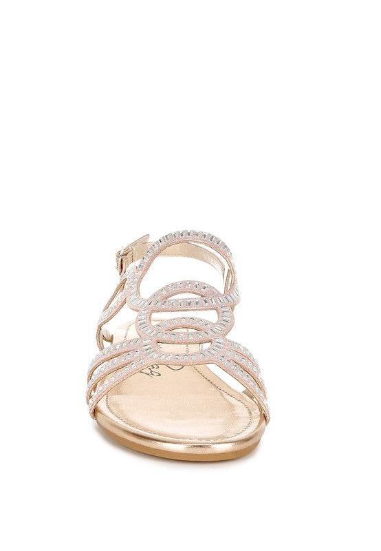 Jisters Cut Out Detail Rhinestone Flat Sandals - Shop Style & More | Fresh Looks, Everyday Deals & Free Shipping