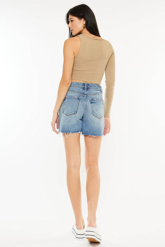 Kancan Full Size Raw Hem High Waist Denim Shorts - Shop Style & More | Fresh Looks, Everyday Deals & Free Shipping
