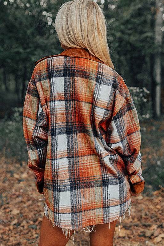 Plaid Corduroy Patchwork Chest Pocket Shacket - Shop Style & More | Fresh Looks, Everyday Deals & Free Shipping