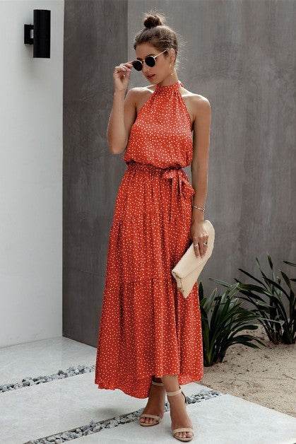 Tie Back Polka Dot Ruffle Hem Halter Dress - Shop Style & More | Fresh Looks, Everyday Deals & Free Shipping