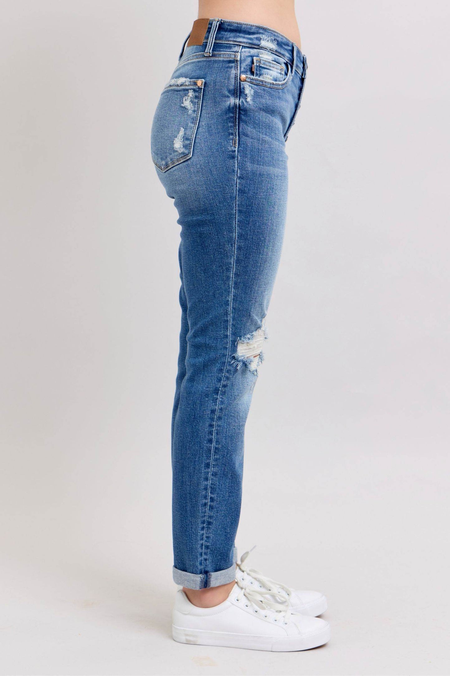 Judy Blue Full Size Button Fly Distressed Jeans with Pockets Plus Size - Shop Style & More | Fresh Looks, Everyday Deals & Free Shipping
