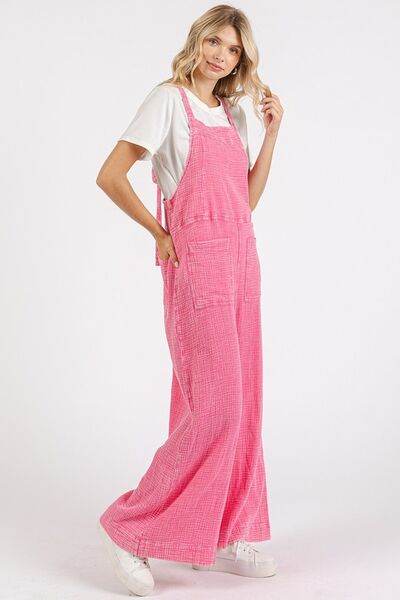 Mittoshop Textured Wide Leg Overalls Pink - Shop Style & More | Fresh Looks, Everyday Deals & Free Shipping