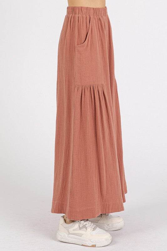 Mittoshop Gauze Elastic Waist Pleated Wide Leg Pants - Shop Style & More | Fresh Looks, Everyday Deals & Free Shipping