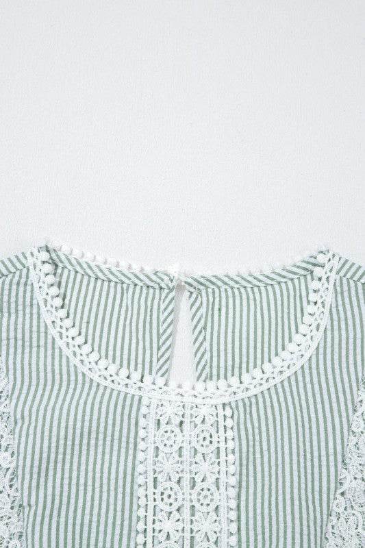 Meredith Stripe Lace Patchwork Crew Neck Tank Top - Shop Style & More | Fresh Looks, Everyday Deals & Free Shipping