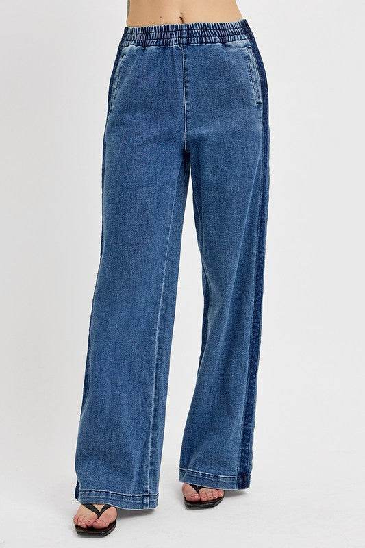 RISEN Full Size Elastic Waist Wide Leg Jeans Plus Size - Shop Style & More | Fresh Looks, Everyday Deals & Free Shipping