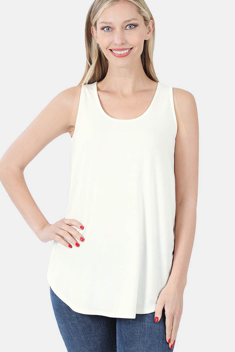 Zenana Round Neck Curved Hem Tank - Shop Style & More | Fresh Looks, Everyday Deals & Free Shipping