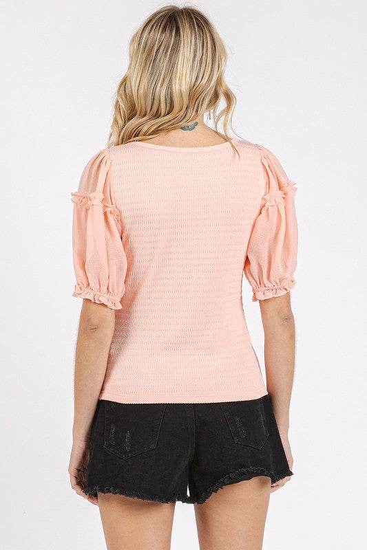 Mittoshop Frill Round Neck Half Sleeve Blouse - Shop Style & More | Fresh Looks, Everyday Deals & Free Shipping