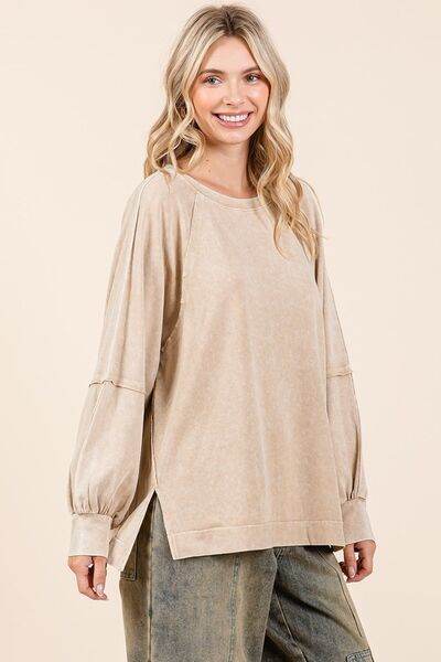 Mittoshop Mineral Wash Raglan Long Sleeve Oversized Top - Shop Style & More | Fresh Looks, Everyday Deals & Free Shipping