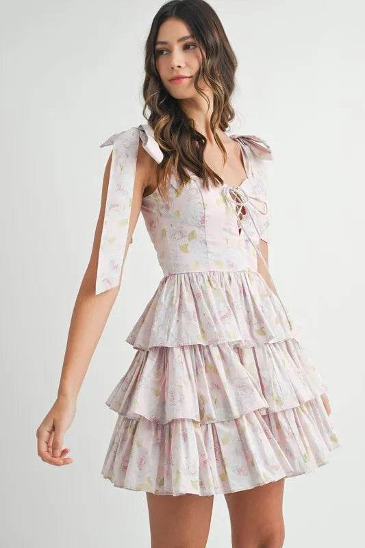 MABLE Floral Print Shoulder Tie Layered Mini Dress - Shop Style & More | Fresh Looks, Everyday Deals & Free Shipping