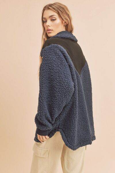 Aemi+Co Two Tone Half Zip Fleece Sweatshirt - Shop Style & More | Fresh Looks, Everyday Deals & Free Shipping