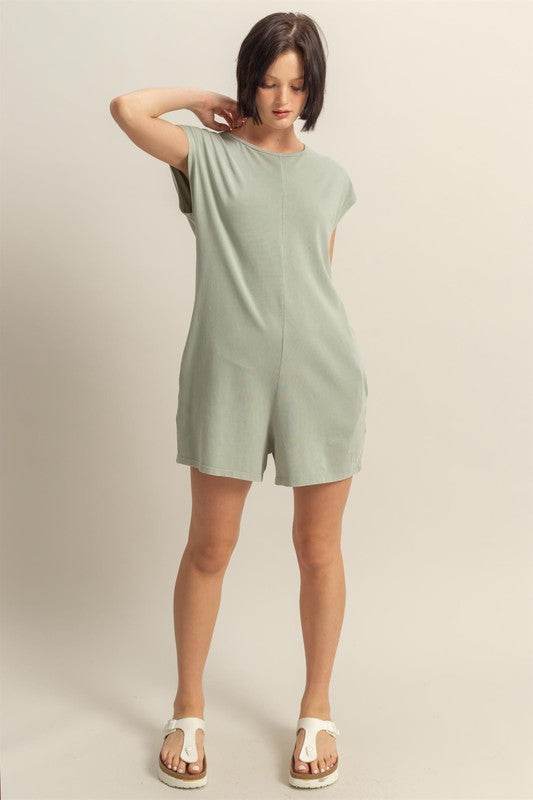 HYFVE Round Neck Cap Sleeve Relaxed Fit Breezy Romper - Shop Style & More | Fresh Looks, Everyday Deals & Free Shipping