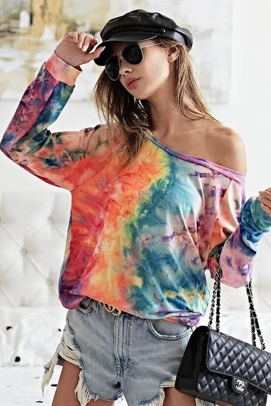 BiBi Tie Dye Soft Knit Jersey Top - Shop Style & More | Fresh Looks, Everyday Deals & Free Shipping