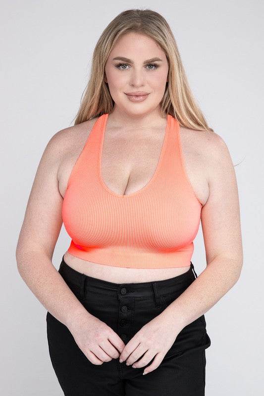 Plus Ribbed Cropped Racerback Tank Top - Shop Style & More | Fresh Looks, Everyday Deals & Free Shipping