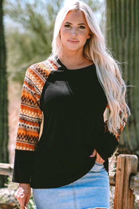 Aurora Raglan Patchwork Long Sleeve Top - Shop Style & More | Fresh Looks, Everyday Deals & Free Shipping