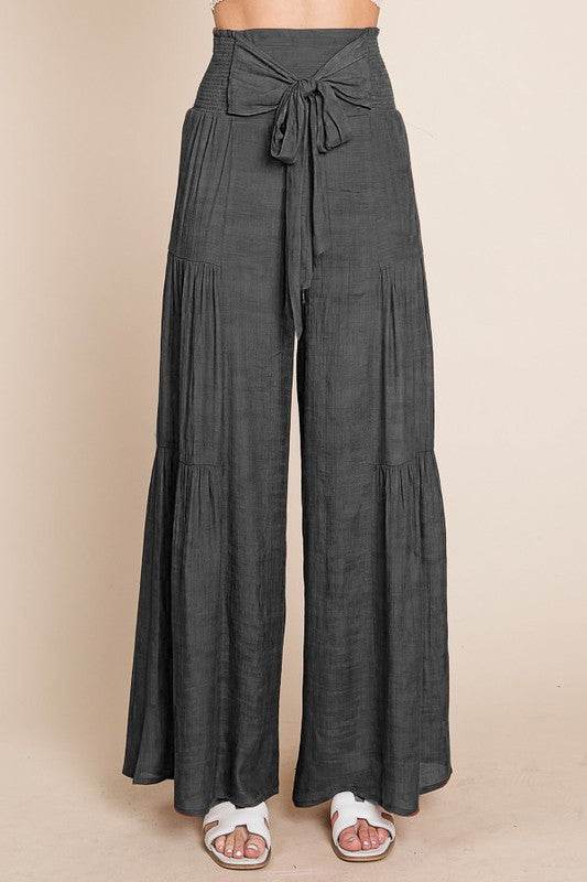 Tie front ruched waist back pants - Shop Style & More | Fresh Looks, Everyday Deals & Free Shipping