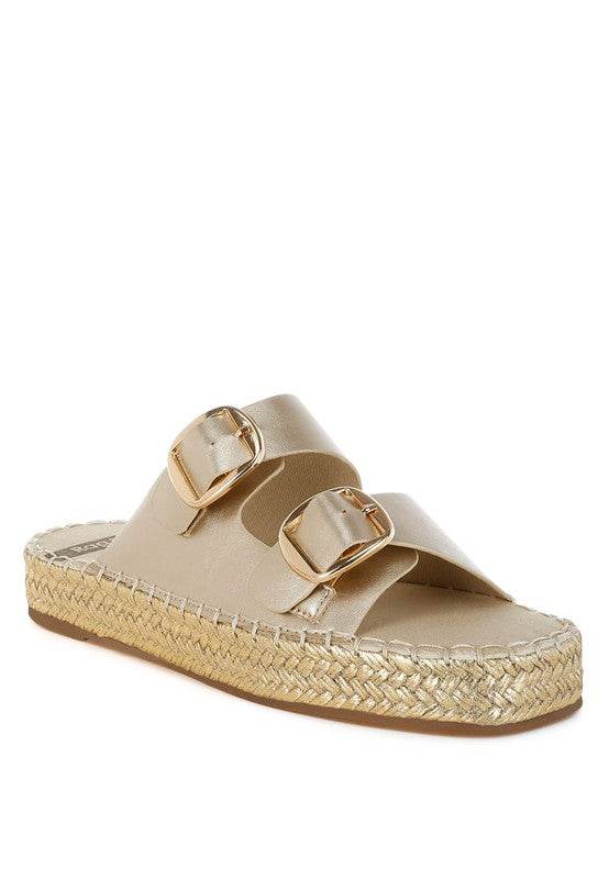 Miova Metallic Buckle Detail Espadrille Flatforms - Shop Style & More | Fresh Looks, Everyday Deals & Free Shipping