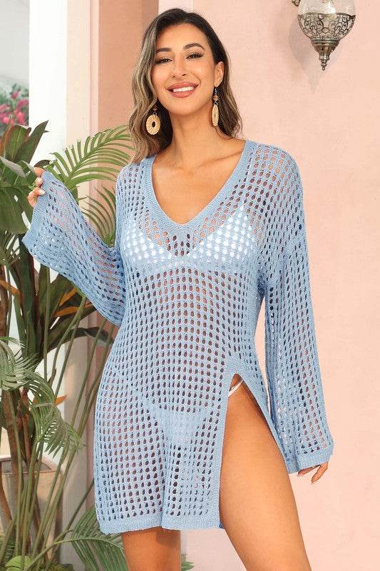 Crochet Side Split Beach Coverups Swimwear Dress - Shop Style & More | Fresh Looks, Everyday Deals & Free Shipping
