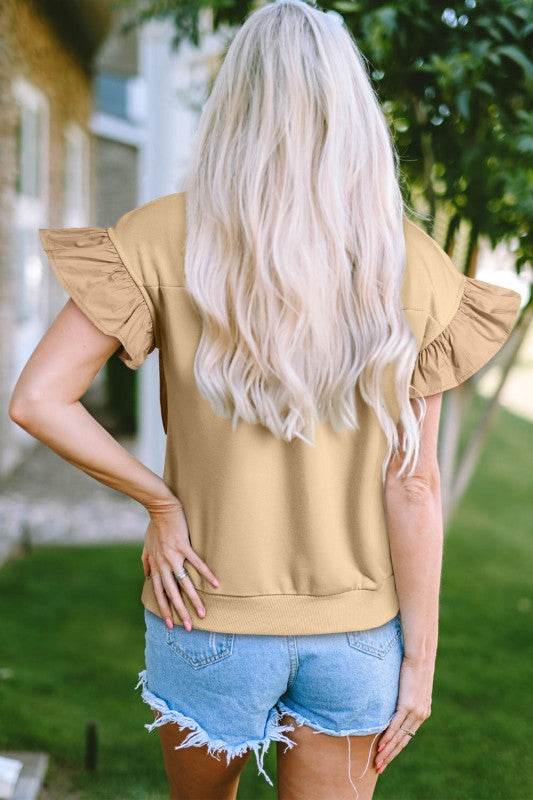 Camilla Two Tone Bow Ruffle Sleeve Top - Shop Style & More | Fresh Looks, Everyday Deals & Free Shipping