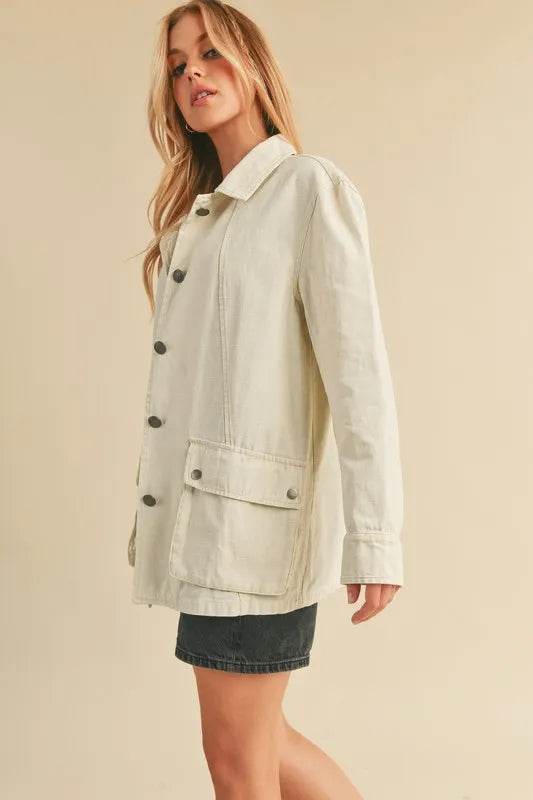 Aemi + Co Seam Detail Button Up Jacket with Pockets - Shop Style & More | Fresh Looks, Everyday Deals & Free Shipping