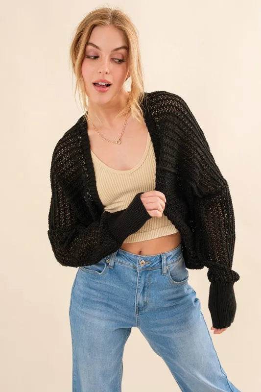 And The Why Fishnet Knitting Bolero Cardigan - Shop Style & More | Fresh Looks, Everyday Deals & Free Shipping