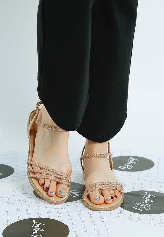 Nobbity Rhinestone Pearl Detail Flat Sandals - Shop Style & More | Fresh Looks, Everyday Deals & Free Shipping