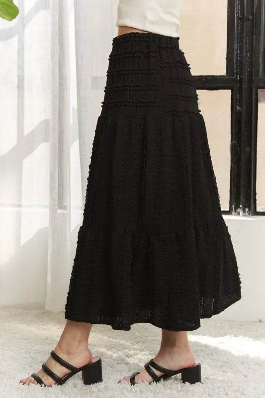 ADORA Elastic Waistband Tiered Midi Skirt - Shop Style & More | Fresh Looks, Everyday Deals & Free Shipping