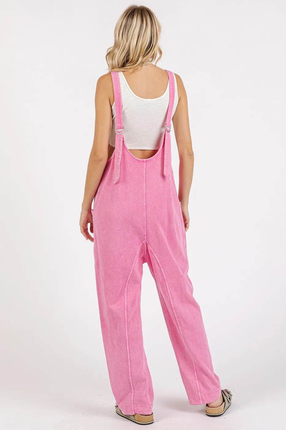 Mittoshop Mineral Wash Relaxed Fit Sleeveless Harem Jumpsuit - Shop Style & More | Fresh Looks, Everyday Deals & Free Shipping