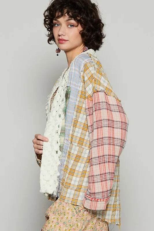 POL Raw Edge Plaid Open Front Cardigan - Shop Style & More | Fresh Looks, Everyday Deals & Free Shipping