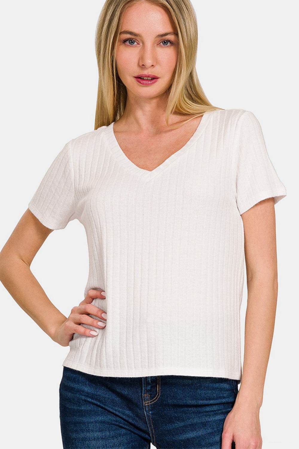 Zenana Ribbed Short Sleeve T-Shirt - Shop Style & More | Fresh Looks, Everyday Deals & Free Shipping