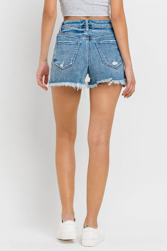 Lovervet Stepped Waist Raw Hem Denim Shorts - Shop Style & More | Fresh Looks, Everyday Deals & Free Shipping