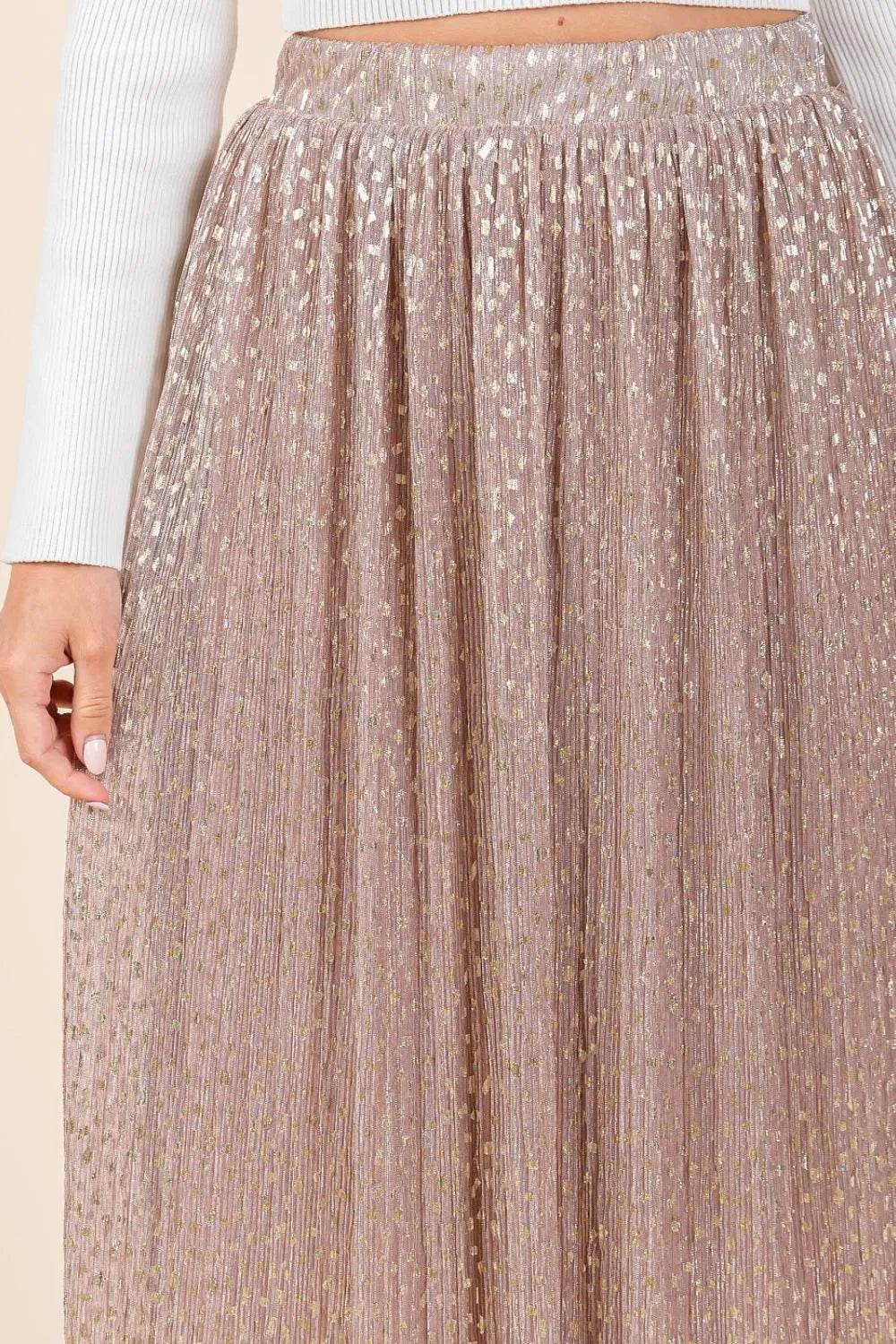 Mittoshop Metallic Glitter Speckle Print Elastic Midi Skirt - Shop Style & More | Fresh Looks, Everyday Deals & Free Shipping