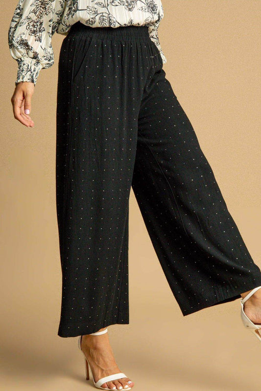Umgee Full Size High Waisted Embellished Linen Pants Plus Size - Shop Style & More | Fresh Looks, Everyday Deals & Free Shipping