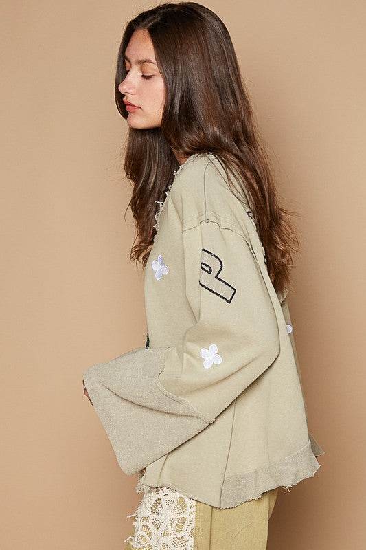 POL Peace Embroidered Exposed Seam Back Ruffle V-Neck Top - Shop Style & More | Fresh Looks, Everyday Deals & Free Shipping