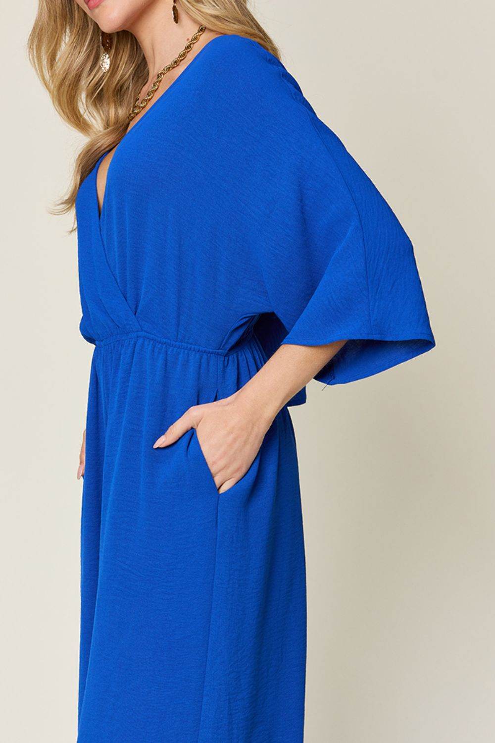 Double Take Full Size Surplice Wide Leg Jumpsuit with Pockets - Shop Style & More | Fresh Looks, Everyday Deals & Free Shipping