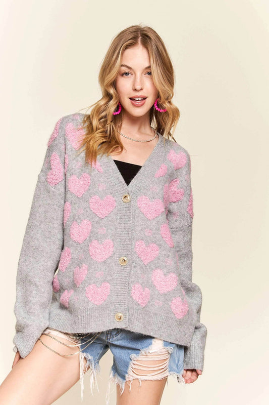 ADORA Button Down Heart Sweater Cardigan - Shop Style & More | Fresh Looks, Everyday Deals & Free Shipping