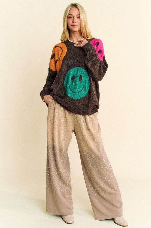 Davi & Dani Rhinestone Drawstring Wide Leg Pants - Shop Style & More | Fresh Looks, Everyday Deals & Free Shipping
