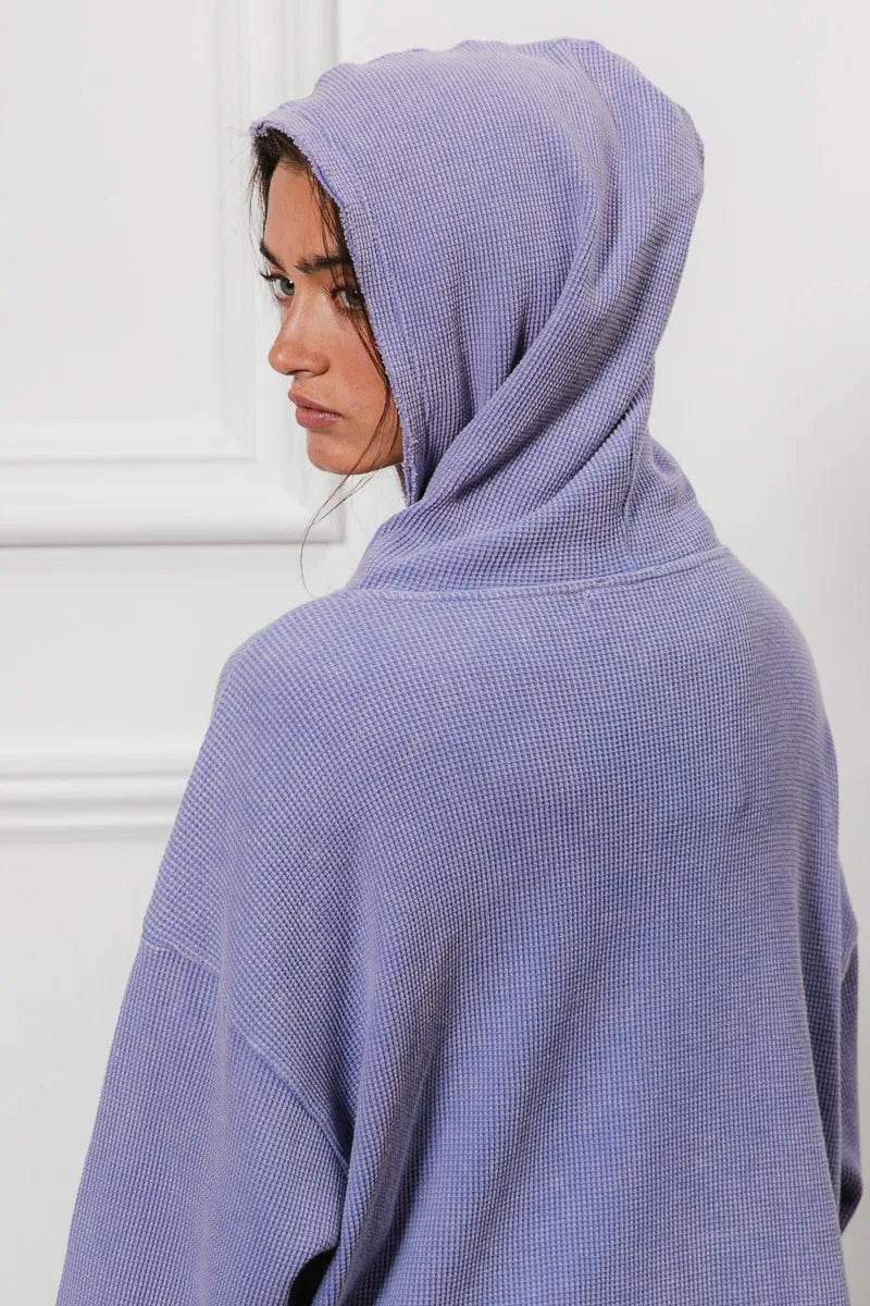 BiBi Washed Waffle Thermal Hooded Jacket - Shop Style & More | Fresh Looks, Everyday Deals & Free Shipping
