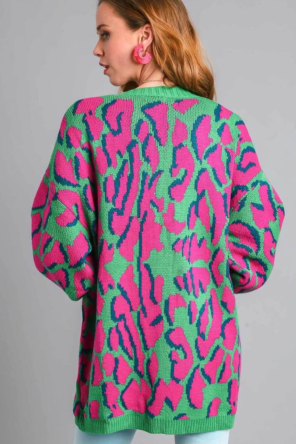 Umgee Full Size Animal Print Open Front Cardigan with Side Pockets Plus Size - Shop Style & More | Fresh Looks, Everyday Deals & Free Shipping