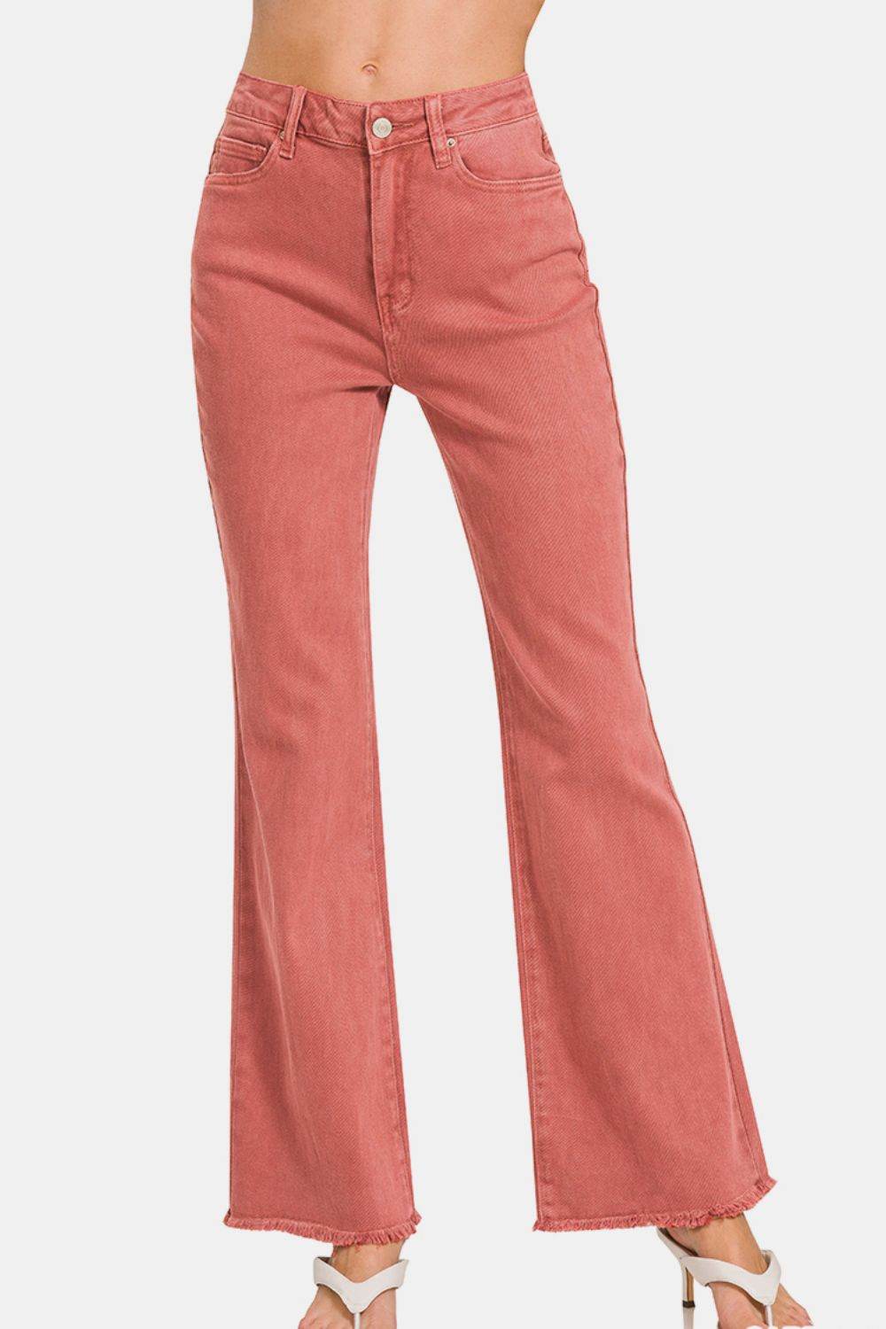 Zenana Acid Washed Frayed Hem Bootcut Jeans - Shop Style & More | Fresh Looks, Everyday Deals & Free Shipping