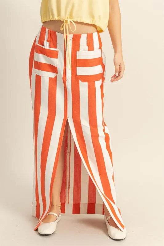 HYFVE Striped Pocket Detail Maxi Skirt - Shop Style & More | Fresh Looks, Everyday Deals & Free Shipping