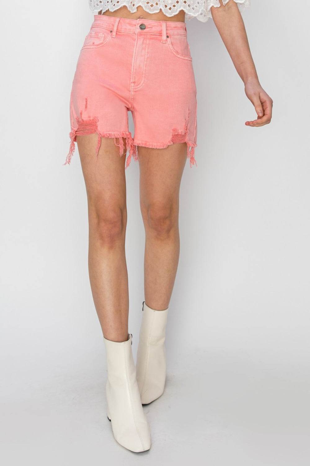 RISEN High Rise Distressed Denim Shorts - Shop Style & More | Fresh Looks, Everyday Deals & Free Shipping