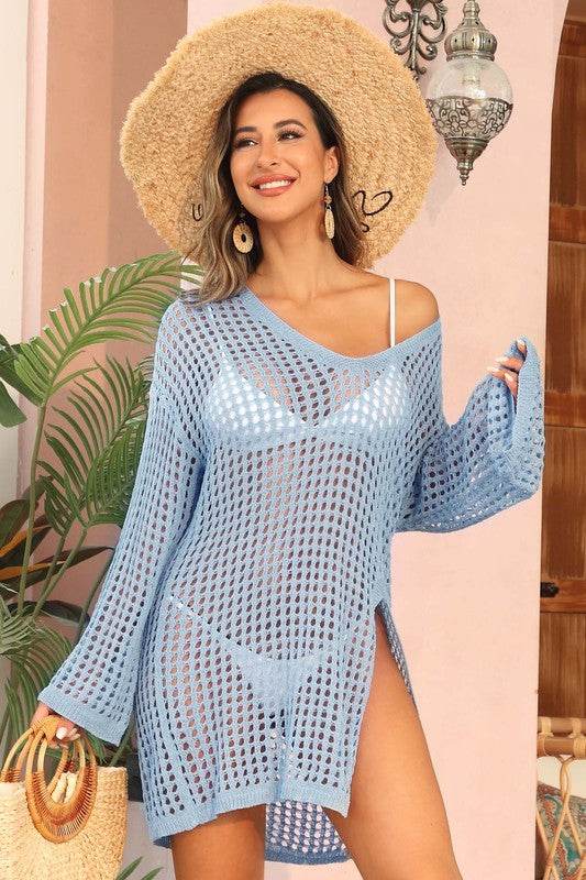 Crochet Side Split Beach Coverups Swimwear Dress - Shop Style & More | Fresh Looks, Everyday Deals & Free Shipping
