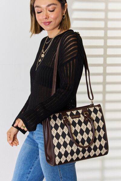 David Jones Argyle Pattern PU Leather Handbag - Shop Style & More | Fresh Looks, Everyday Deals & Free Shipping