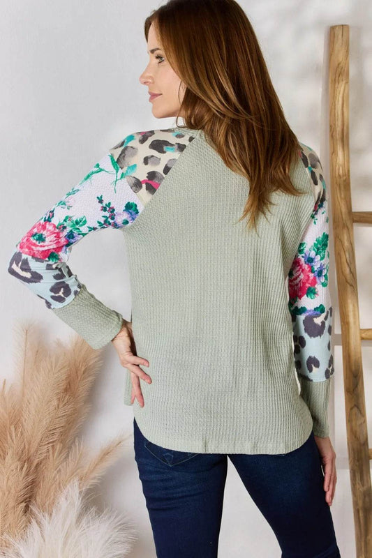 Hailey & Co Full Size Printed Round Neck Blouse - Shop Style & More | Fresh Looks, Everyday Deals & Free Shipping