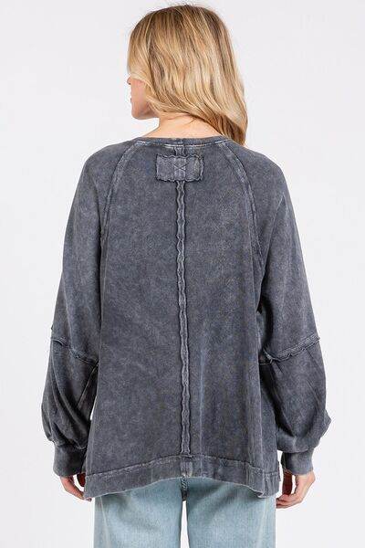 Mittoshop Mineral Wash Raglan Long Sleeve Oversized Top - Shop Style & More | Fresh Looks, Everyday Deals & Free Shipping