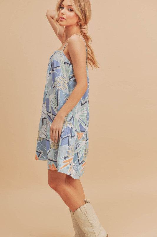 Aemi + Co Printed Ruffled Hem Square Neck Mini Cami Dress - Shop Style & More | Fresh Looks, Everyday Deals & Free Shipping