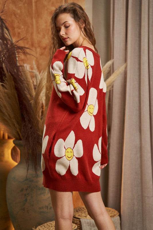HAPPY FACE PRINT KNIT SWETAER - Shop Style & More | Fresh Looks, Everyday Deals & Free Shipping