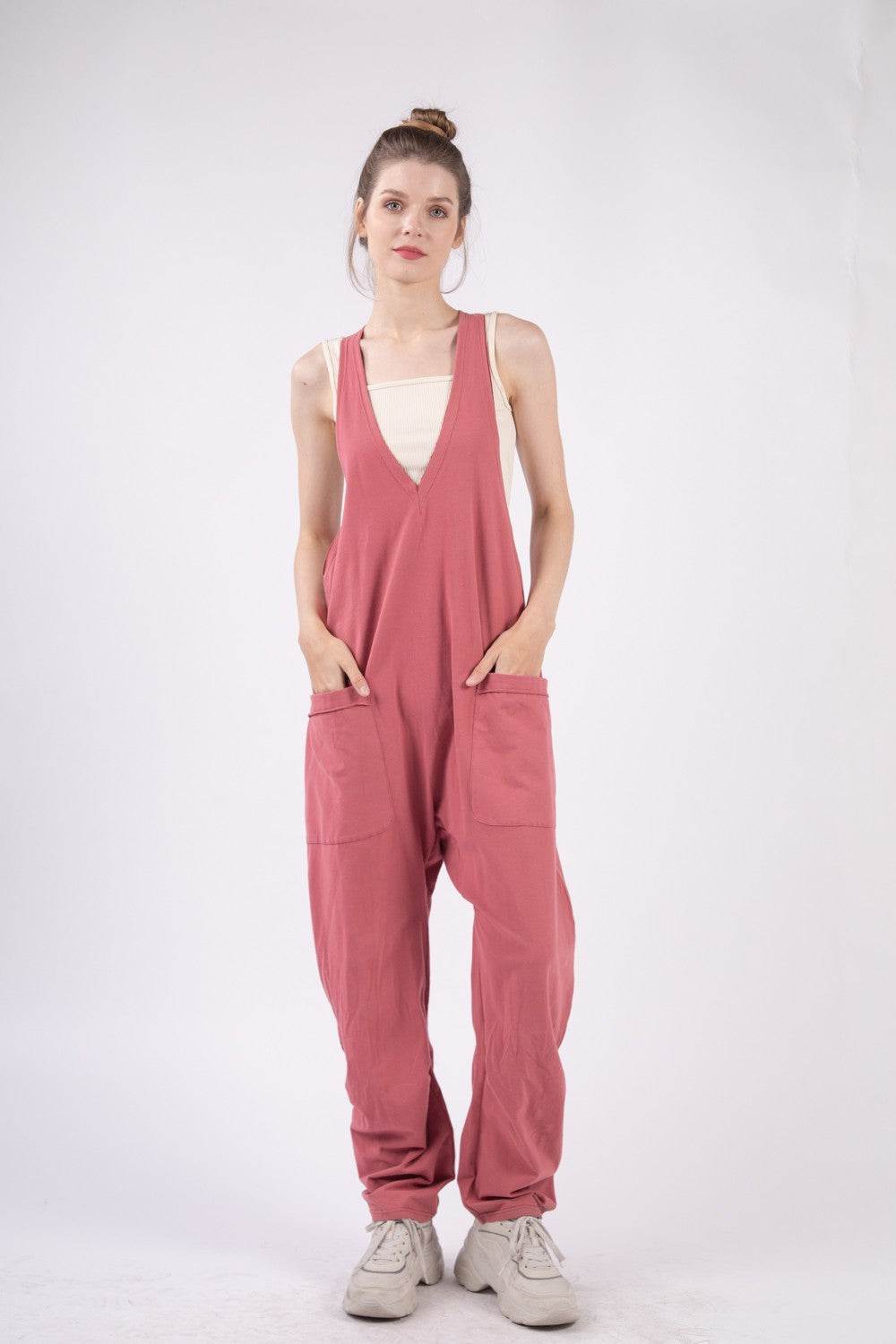 VERY J Plunge Sleeveless Jumpsuit with Pockets - Shop Style & More | Fresh Looks, Everyday Deals & Free Shipping