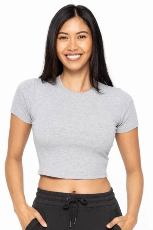 MONO B Essential Micro-ribbed Cropped Athleisure Tee - Shop Style & More | Fresh Looks, Everyday Deals & Free Shipping